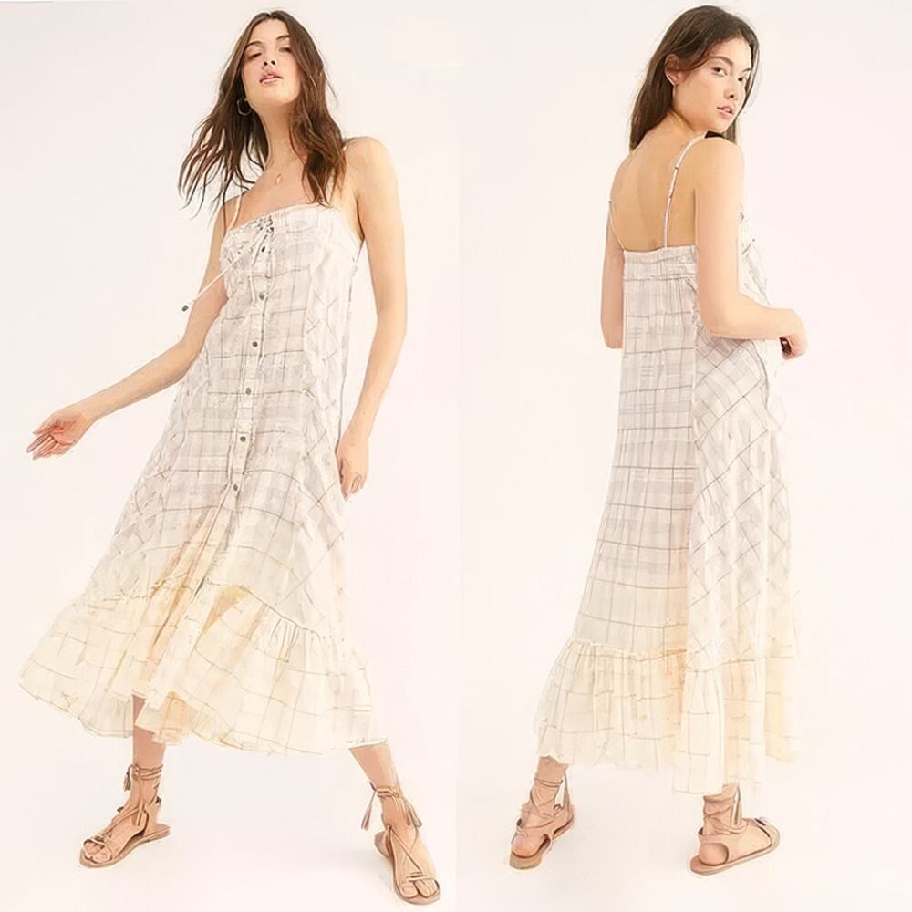 We The Free Plaid City Maxi Dress Shirt Top - XL  - New